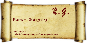 Murár Gergely névjegykártya